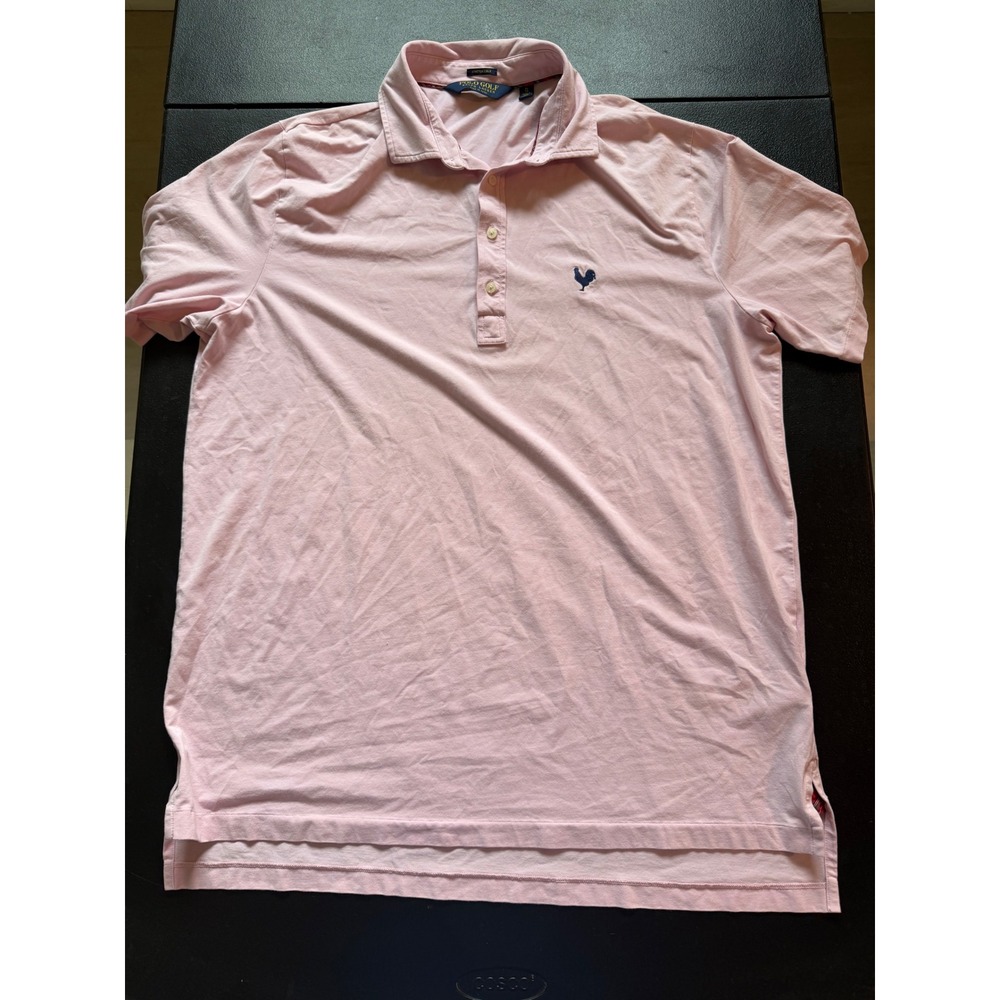 Polo Golf Ralph Lauren Mens XL Pink Stretch Lisle Rooster Logo Polo Shirt